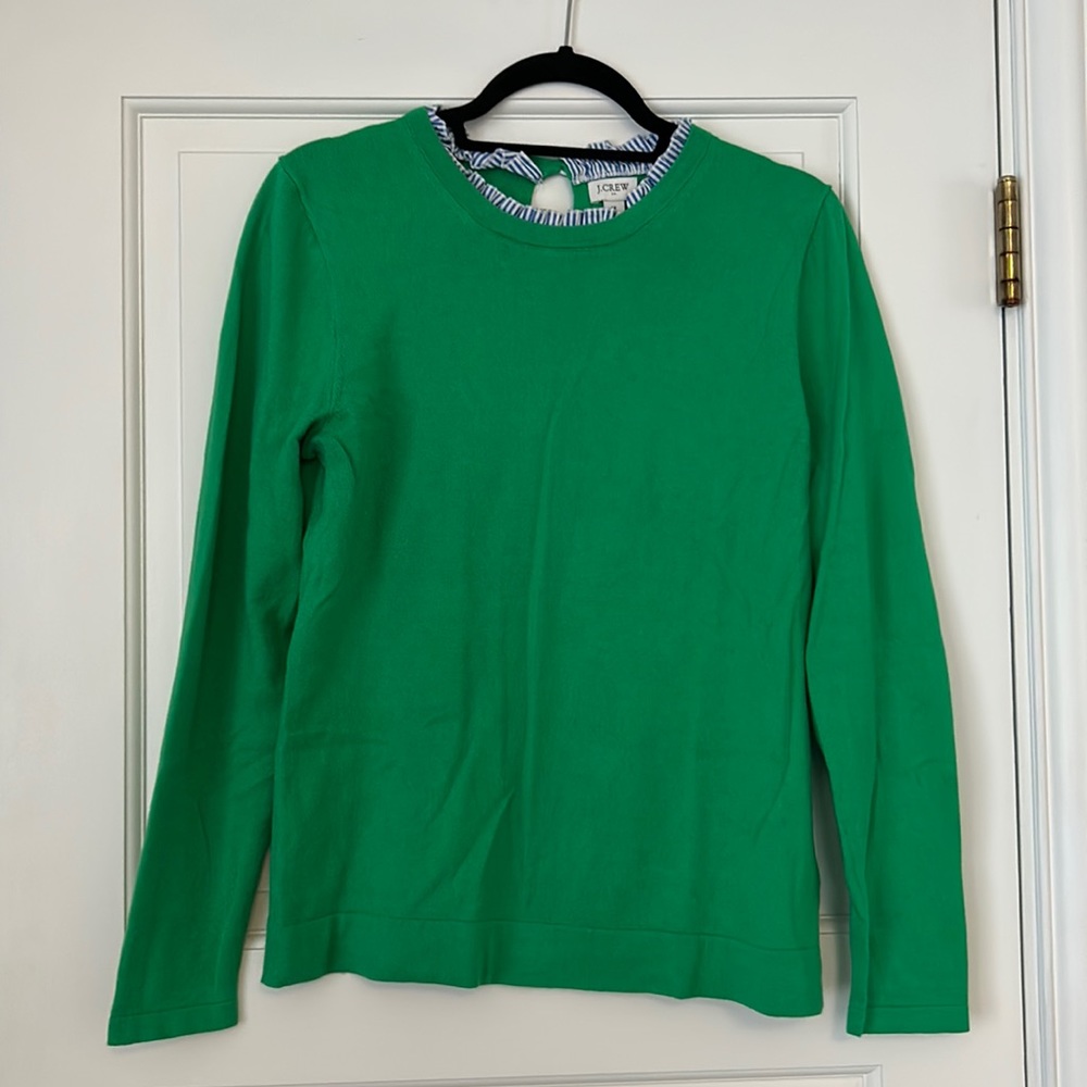 J Crew Sweater with Faux Blouse Collar